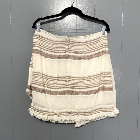 Anthropologie Holding Horses Avery Cream Striped Boho Wrap Mini Skirt 8 - Picture 6 of 10